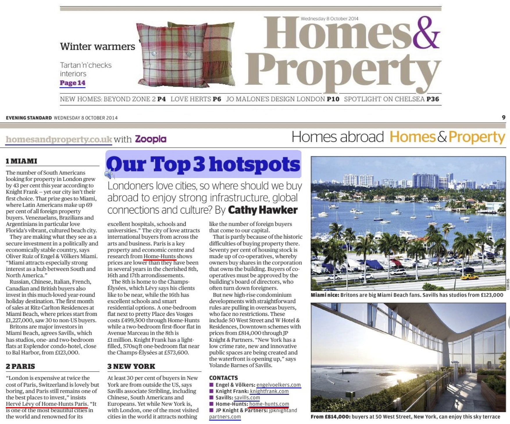 London Evening Standard – The top three property hotspots…