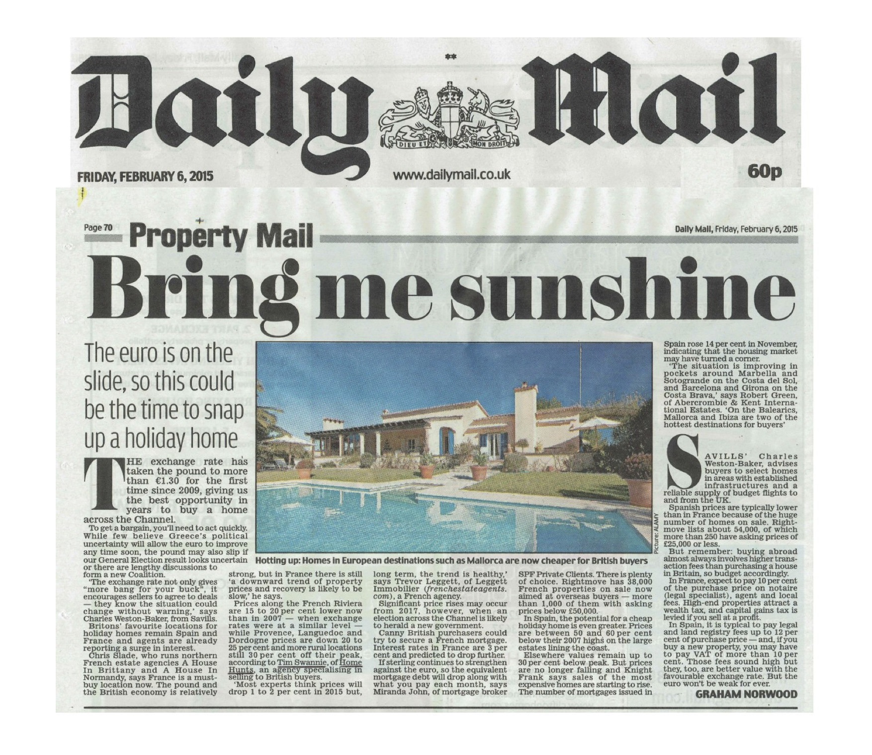 Daily Mail – Bring me sunshine…. Why now is a good time to buy property overseas