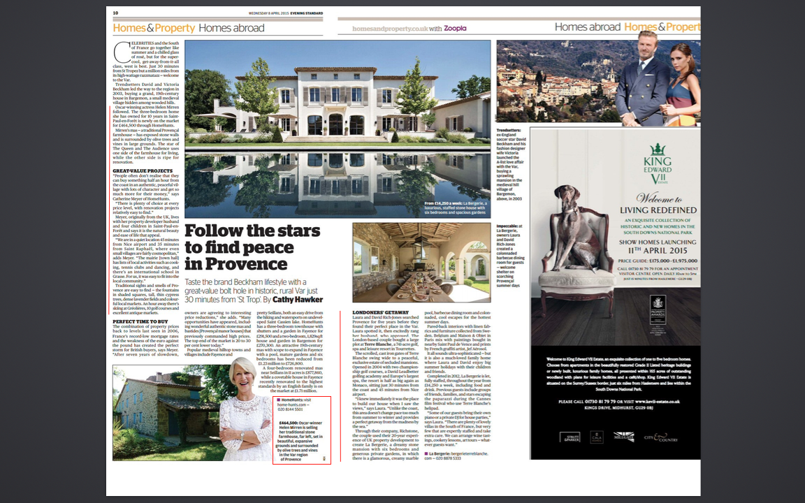 London Evening Standard – Follow the stars to Provence….