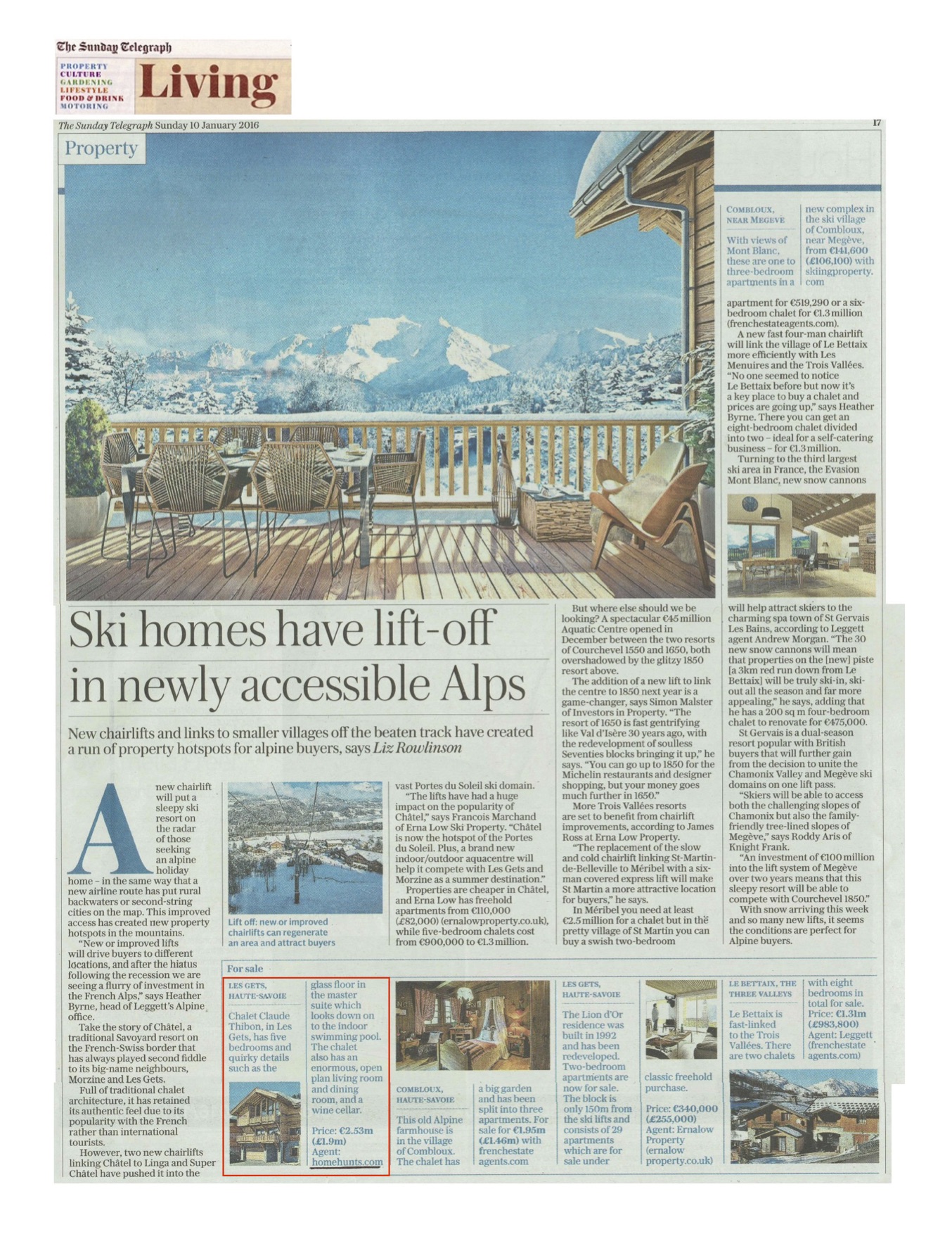 Sunday Telegraph – French Alps property