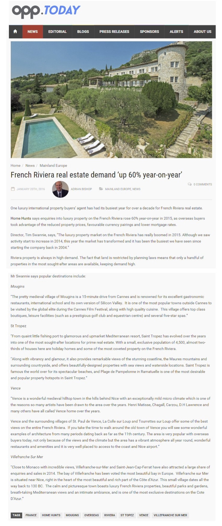 OPP Today – French Riviera property demand up 60% – Overseas property professional