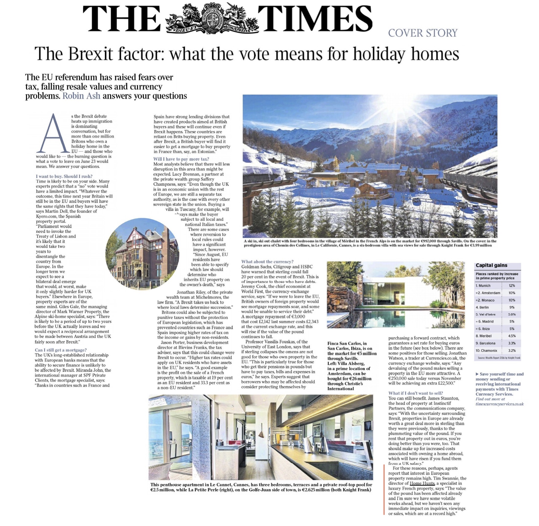 The Times – The Brexit Factor – What the vote means for holiday home owners