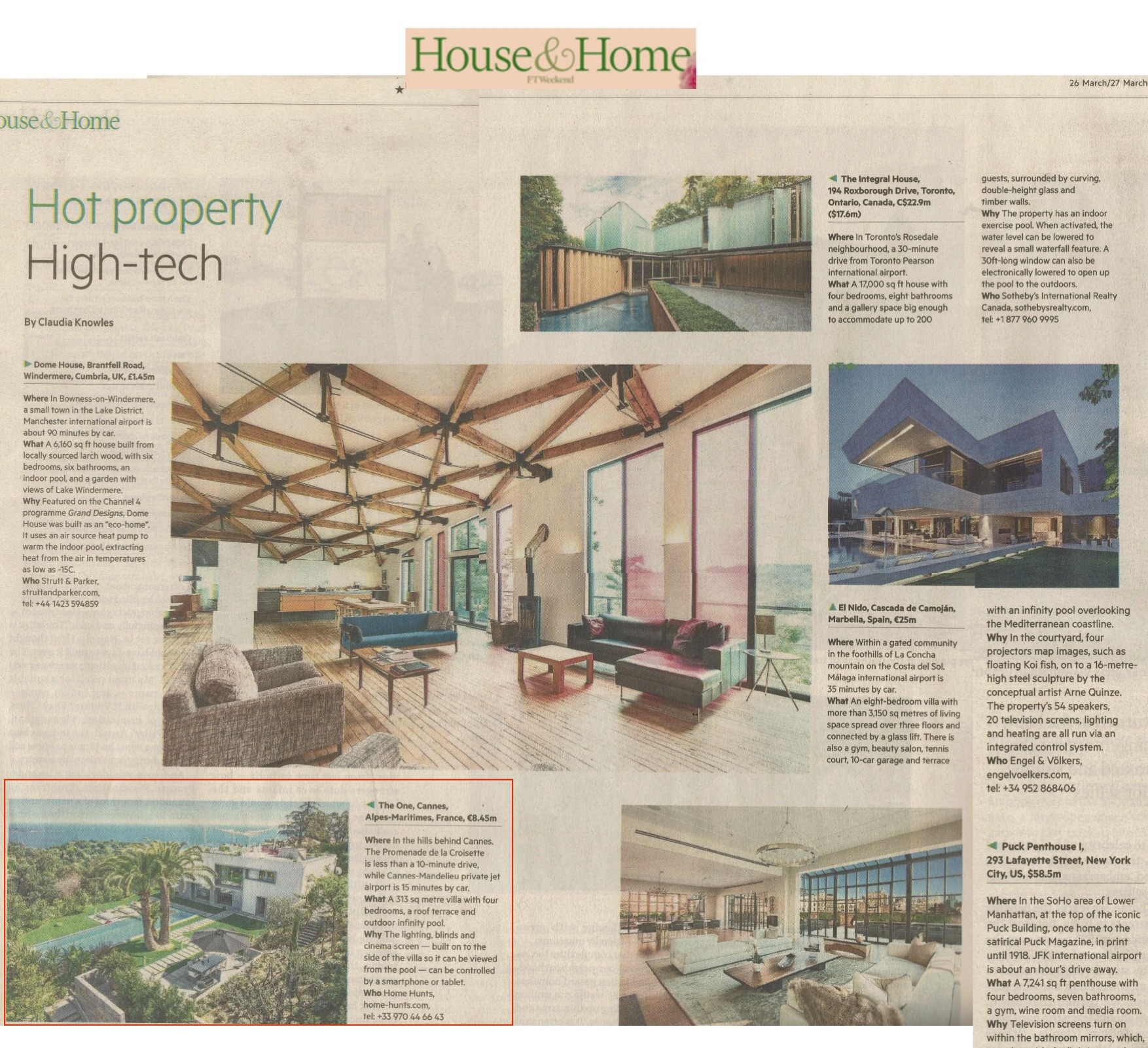 Financial Times – High Tech Homes for sale