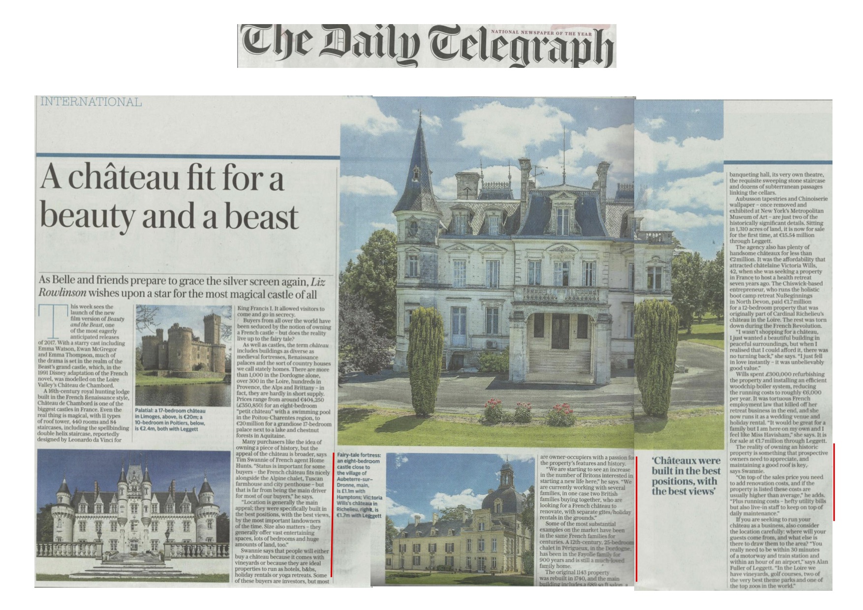 Telegraph – Fairytale French castles fit for a beauty (….or a beast)