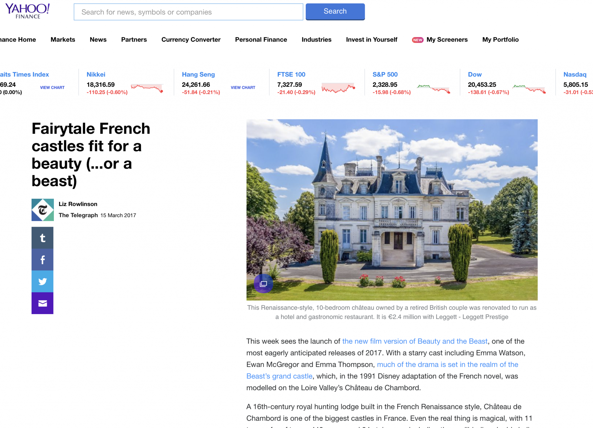 Yahoo Finance – French Chateaux