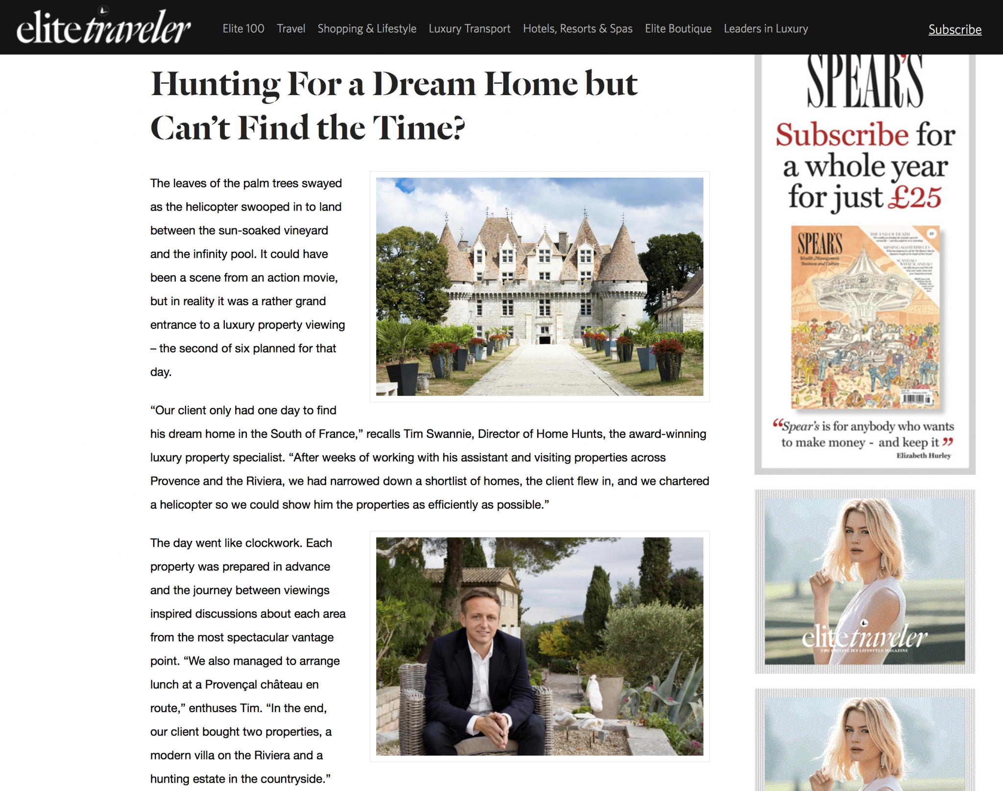 Elite Traveler Magazine – Hunting for a dream home but can’t find the time?