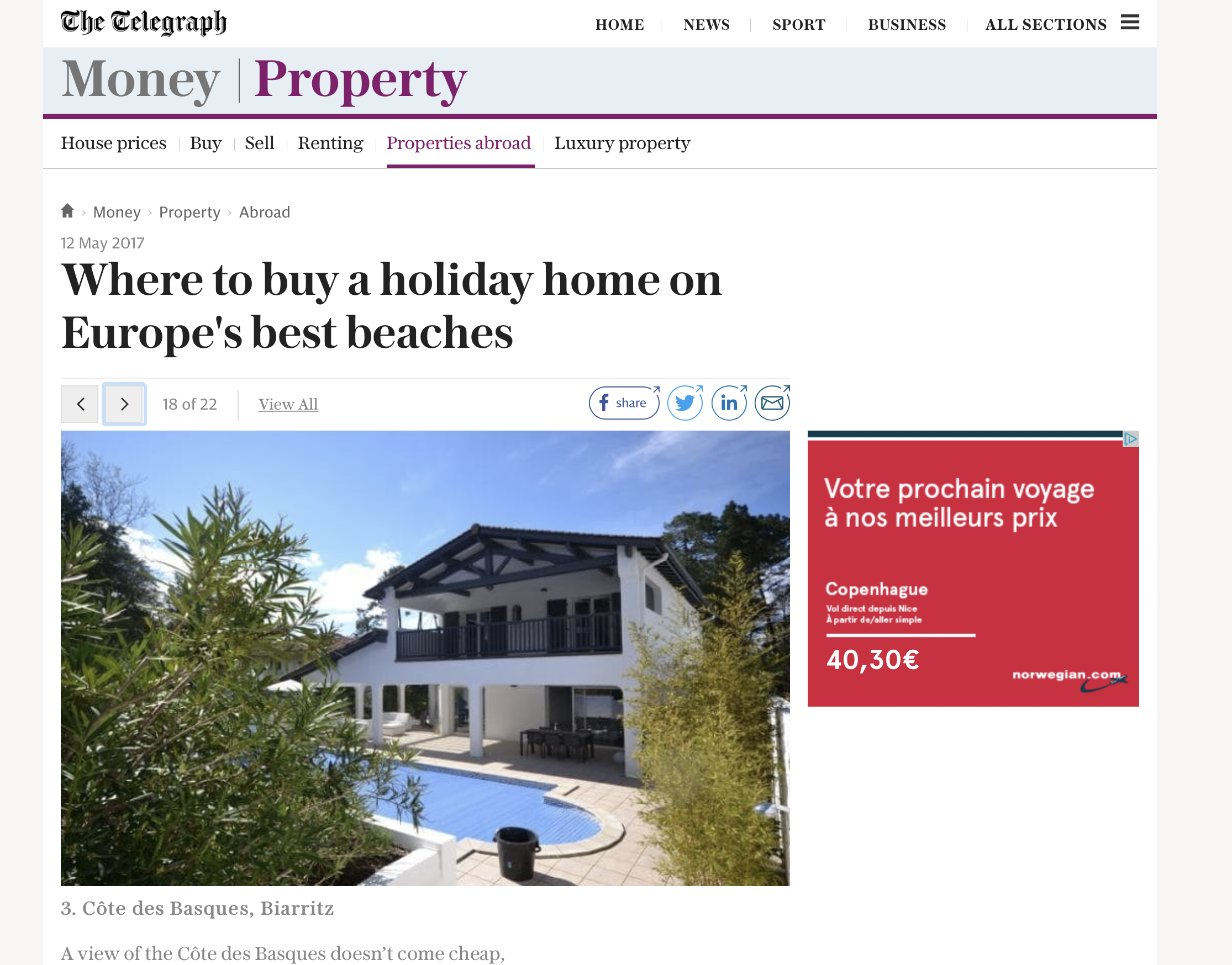 Daily Telegraph – Buying property by Europe’s best beaches