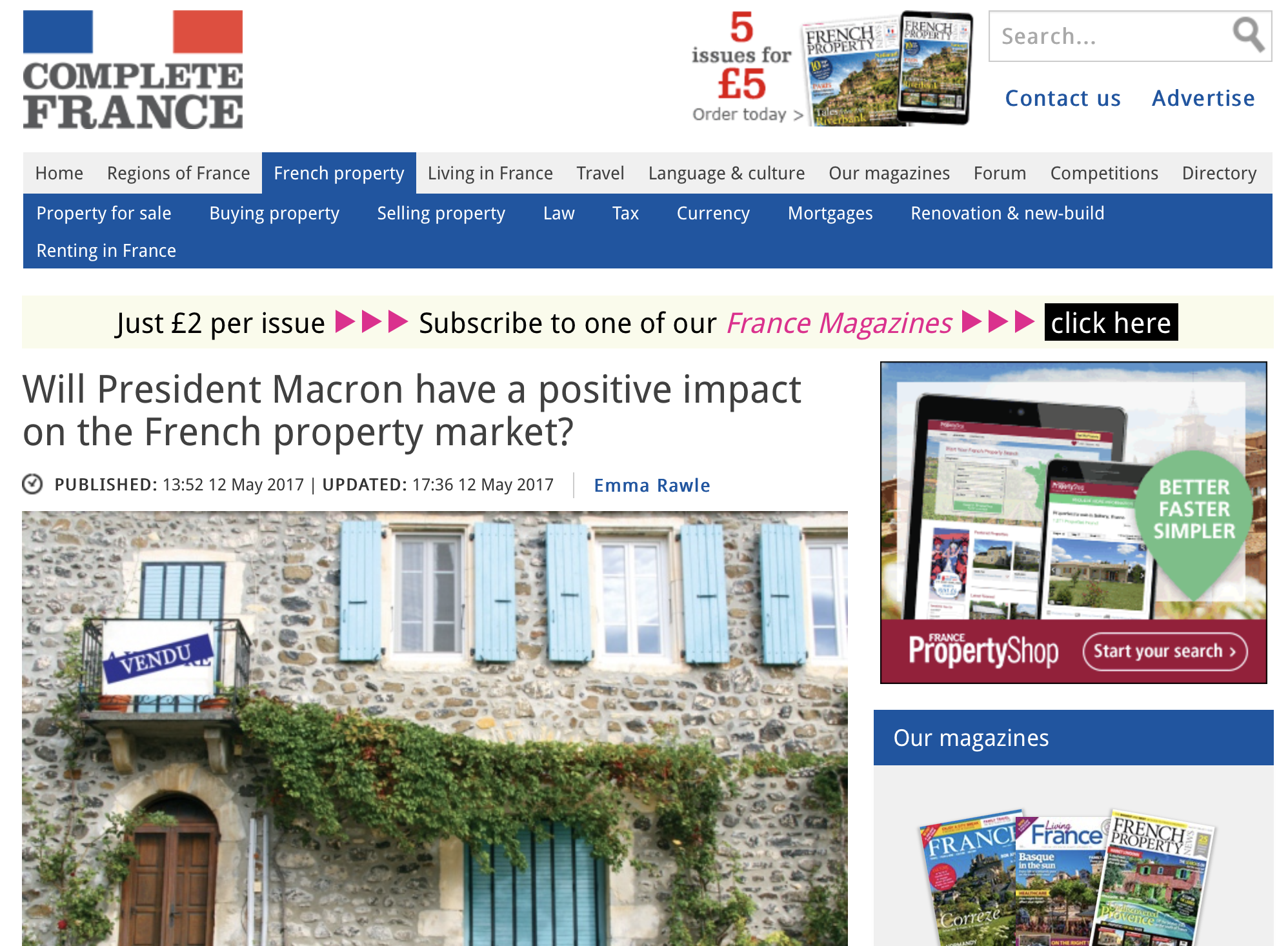French Property News – Will President Macron have a positive impact on France’s property market