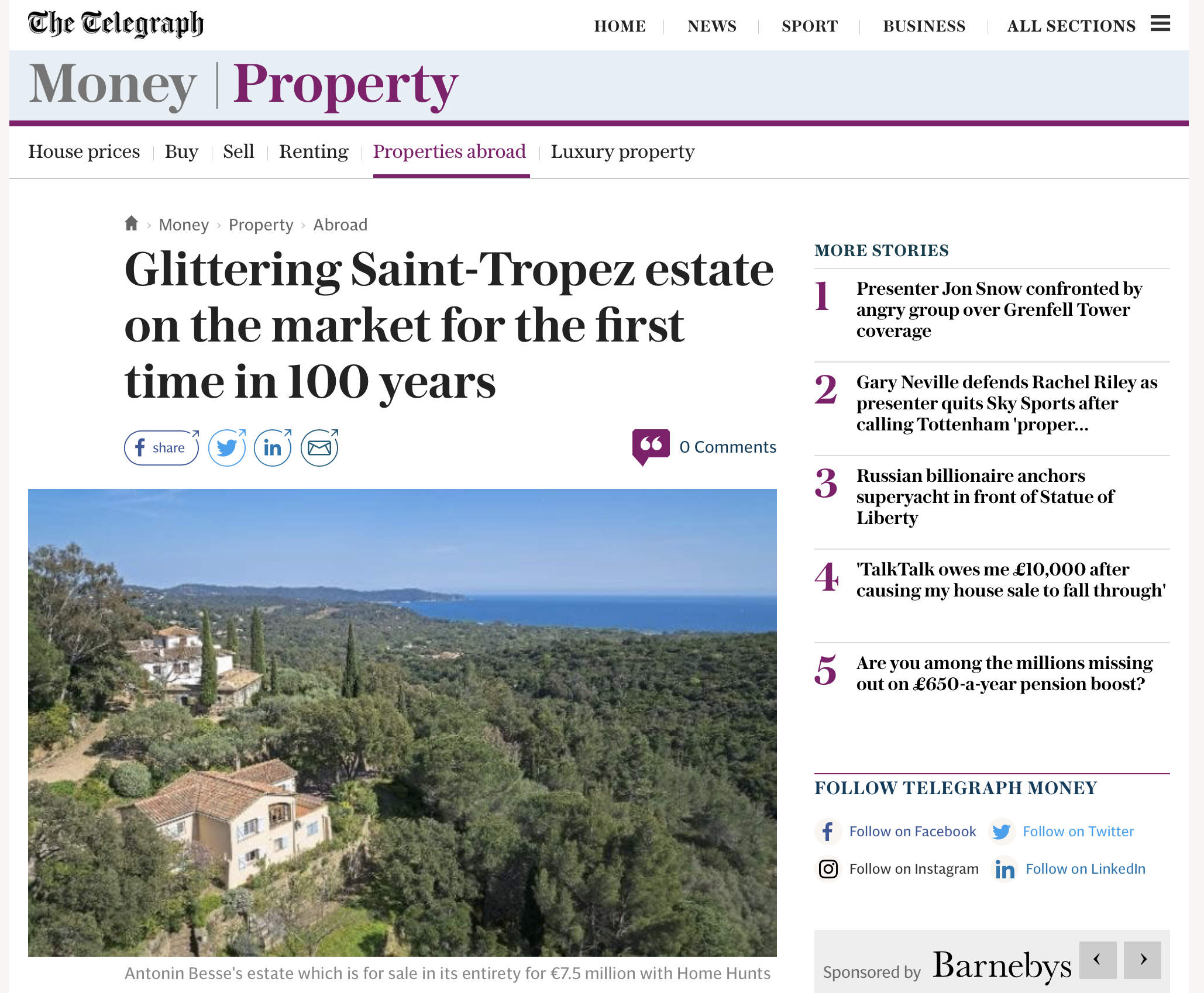 The Telegraph – Saint Tropez property – Luxury Estate