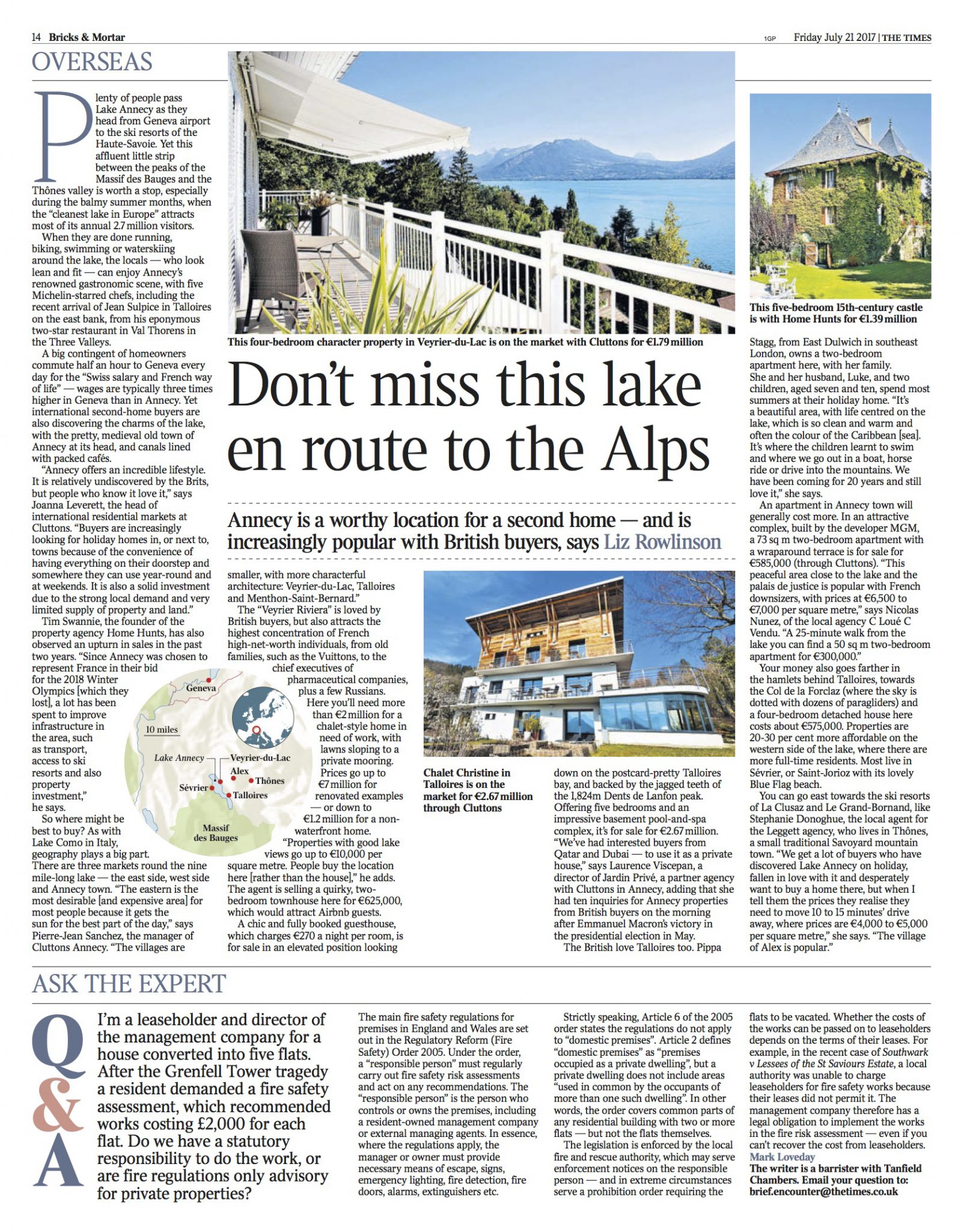 The Times – Property in Annecy, French Alps