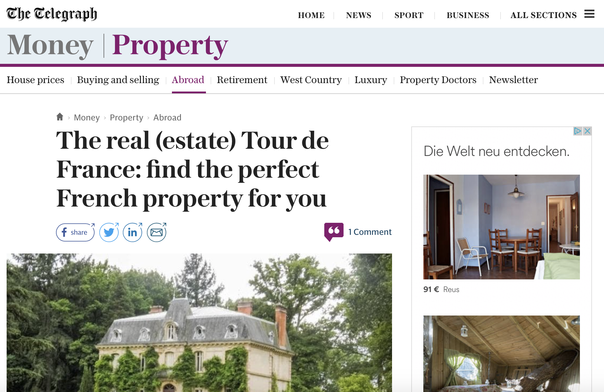 The Telegraph – The Real (estate) Tour de France