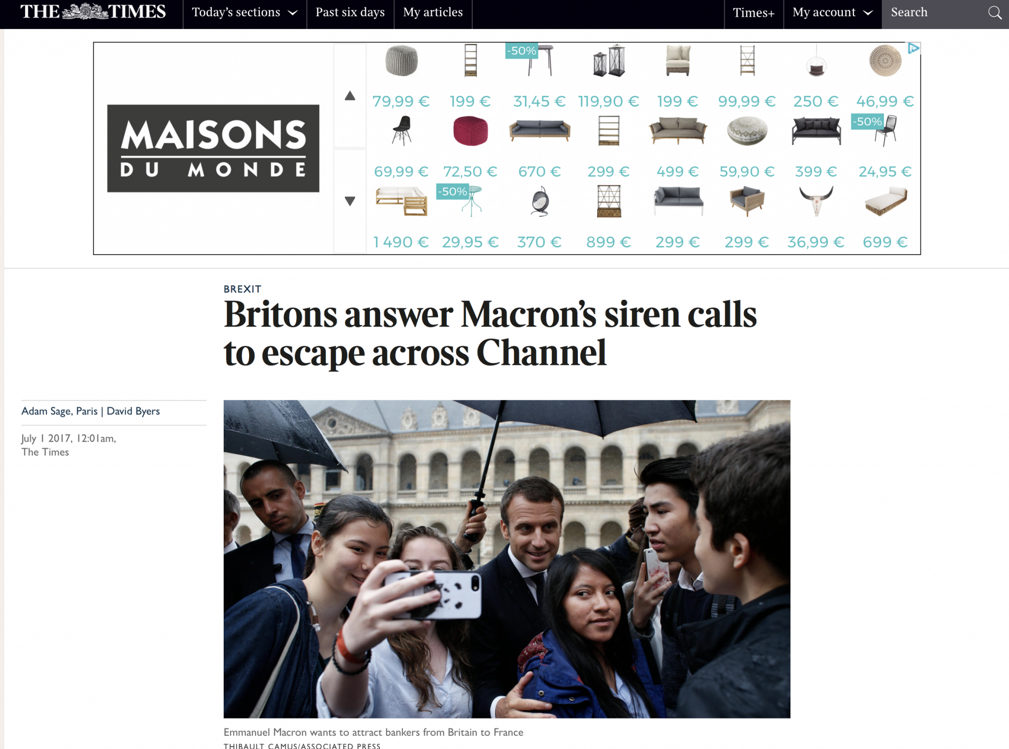 The Times – Brits escape across the Channel