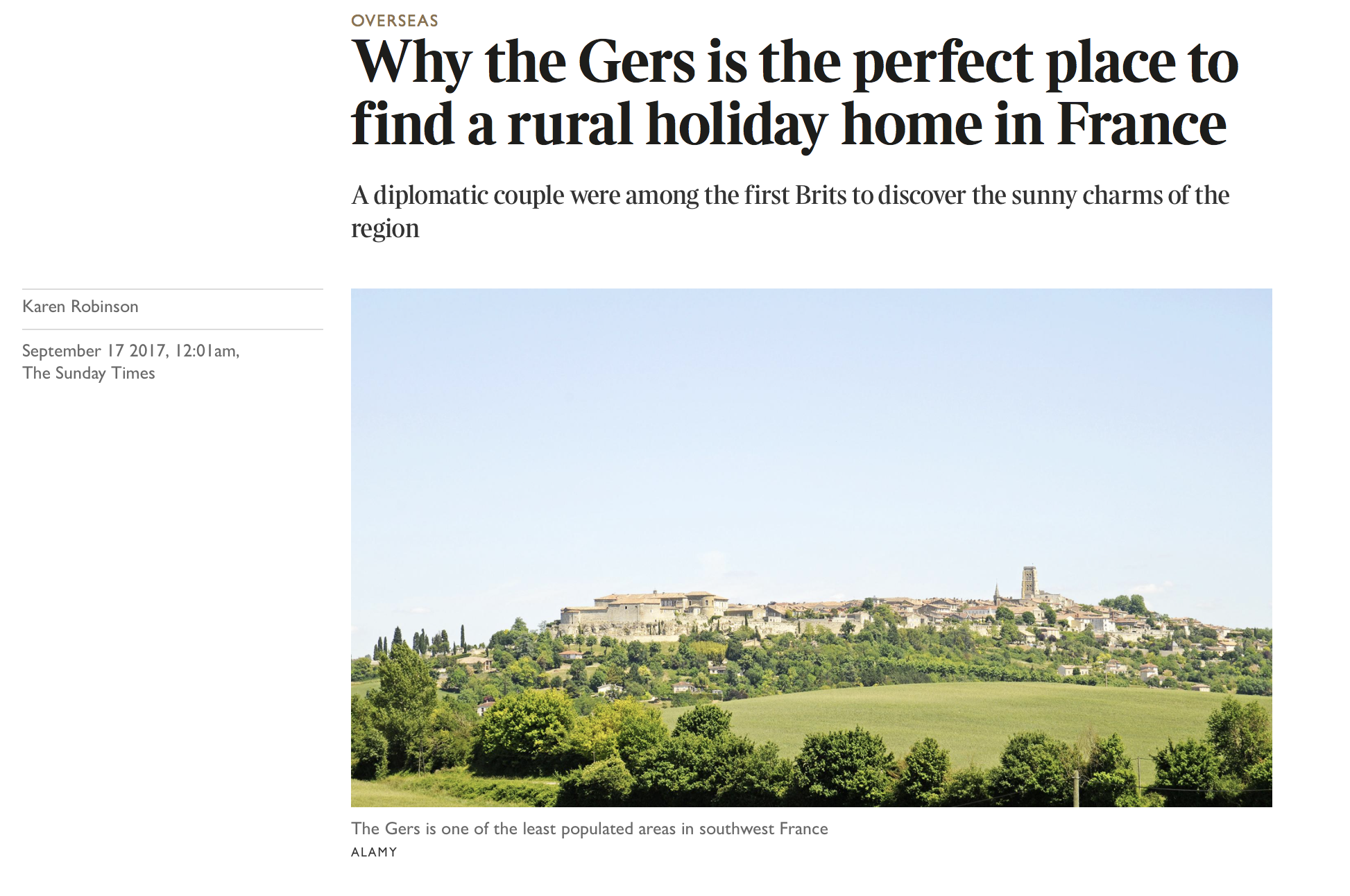 Sunday Times – Why The Gers is the perfect place to buy a holiday home