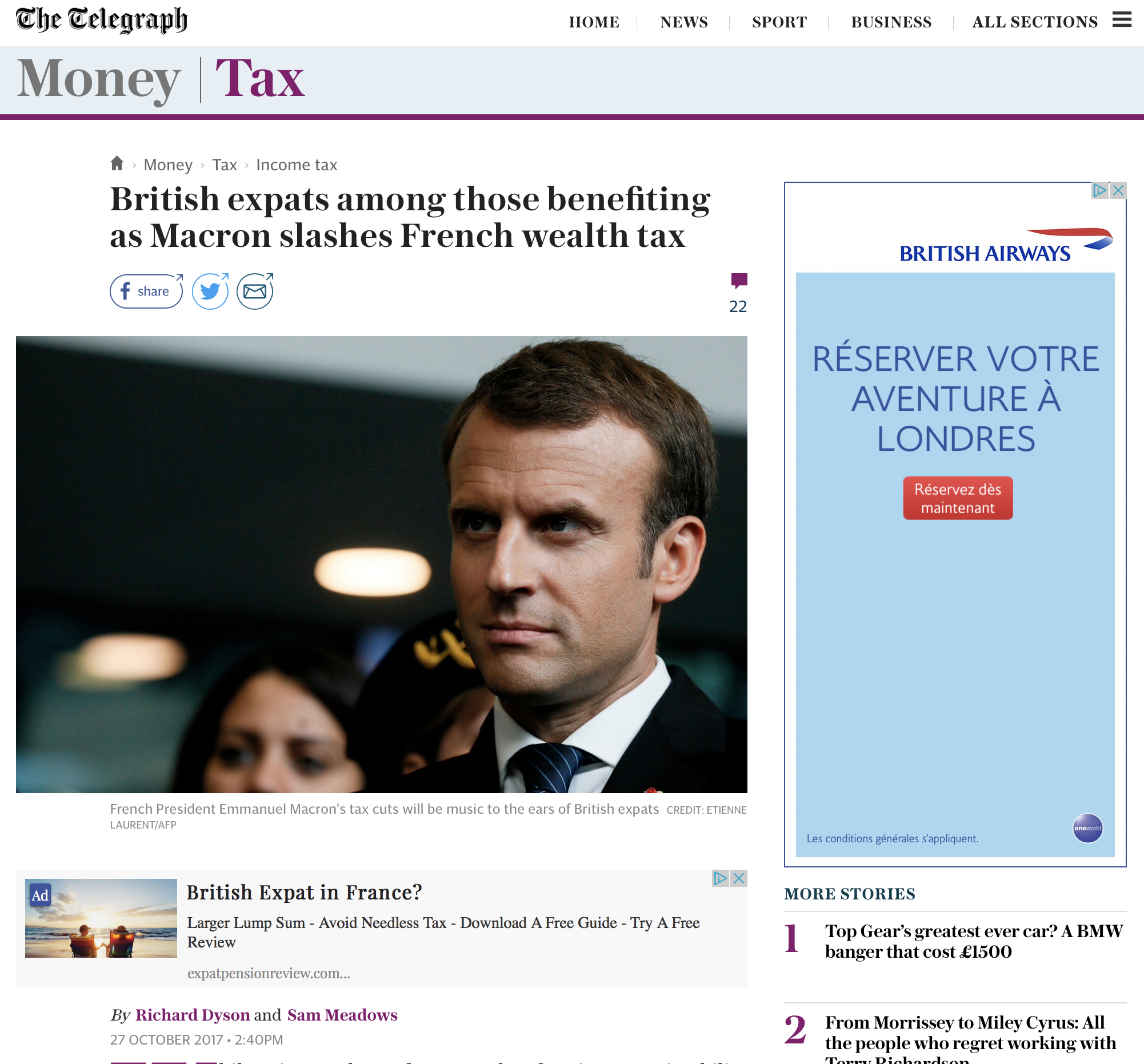 Daily Telegraph – Wealth tax cuts good for the French Property market