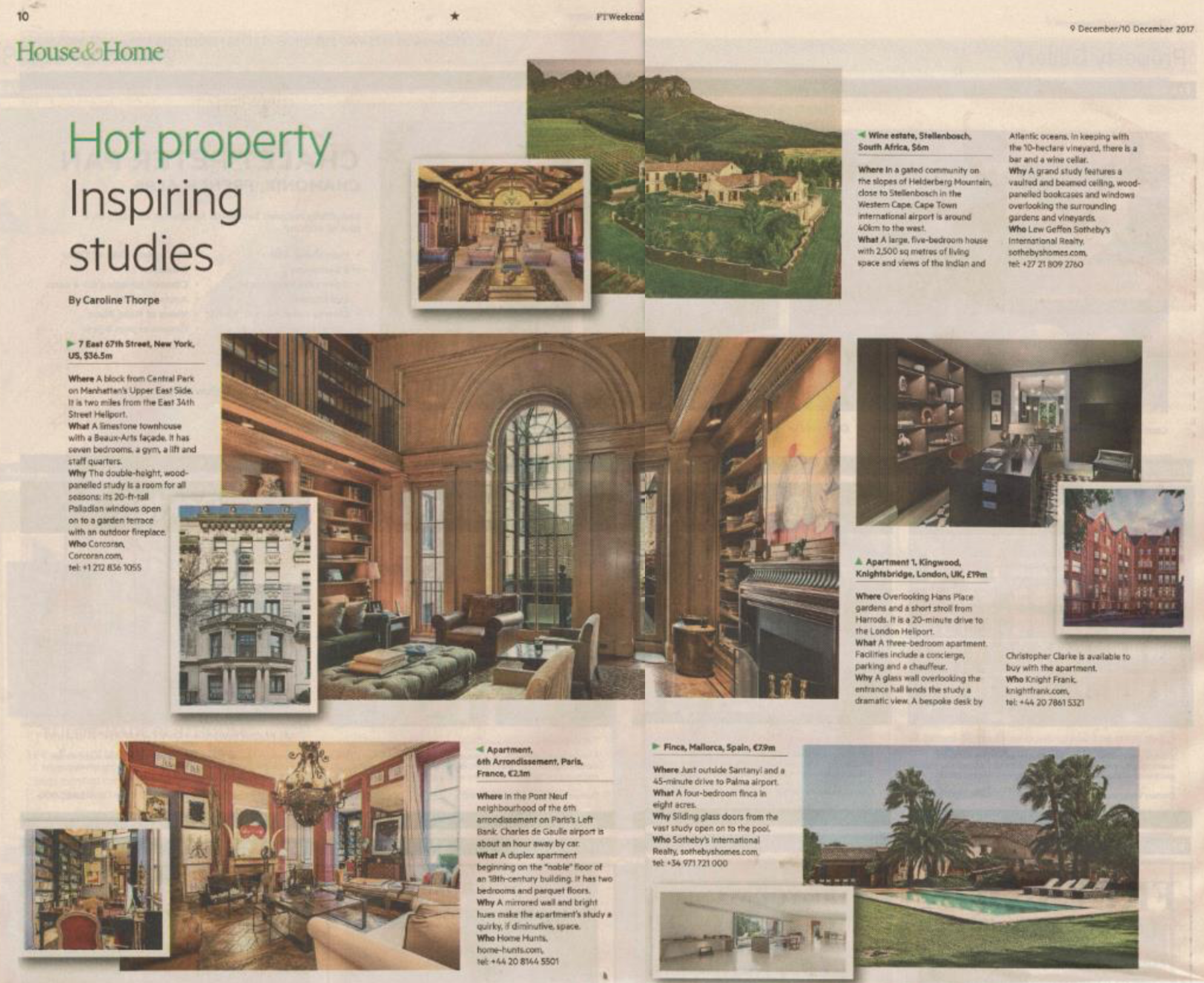 Financial Times – Homes with inspiring studies