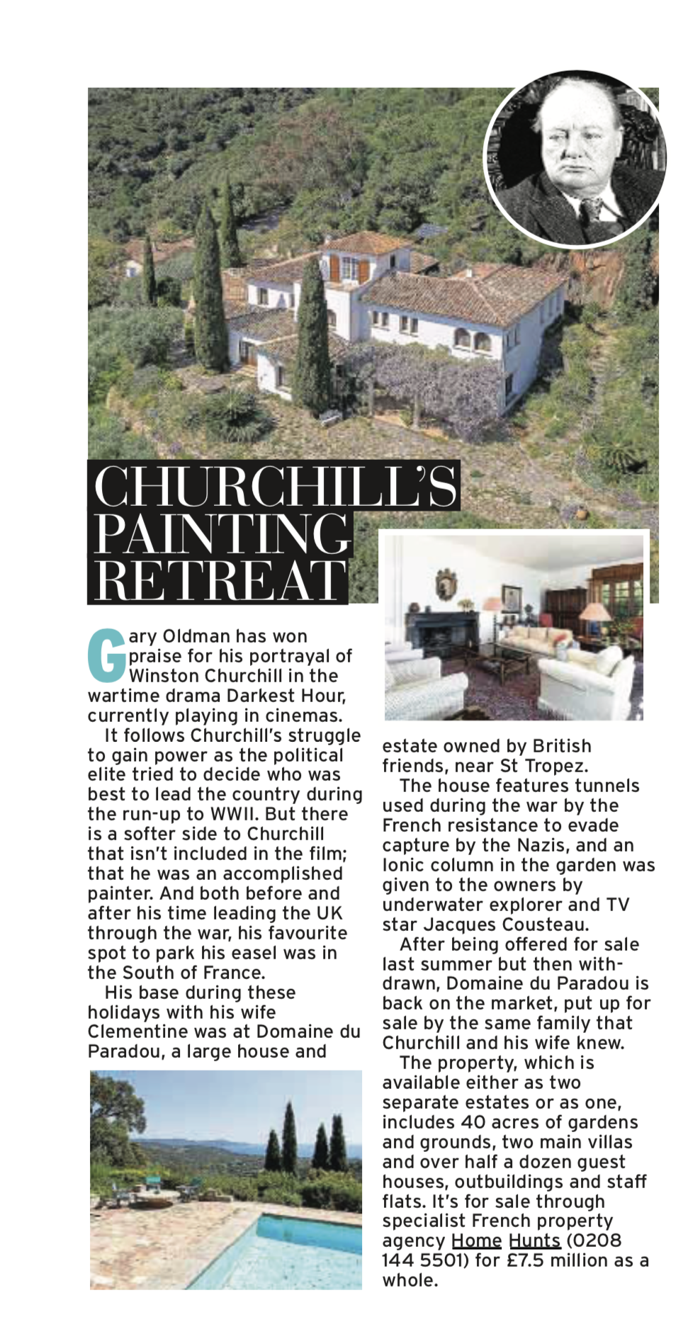 Various UK media – Churchill’s painting retreat in France