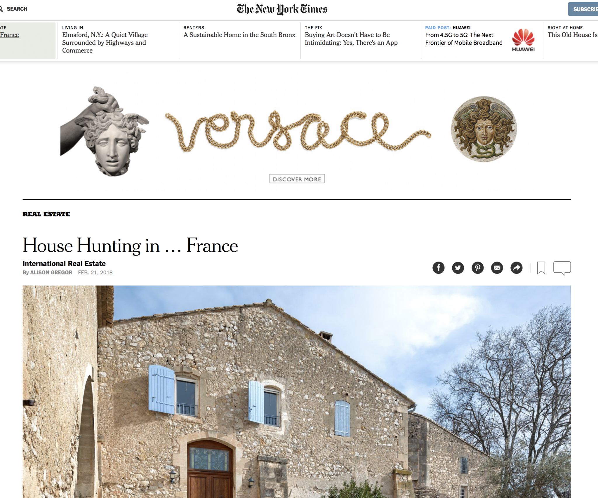 New York Times – House Hunting in Provence