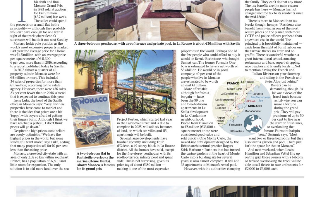 The Times – Monaco Property: High demand for life in the fast lane