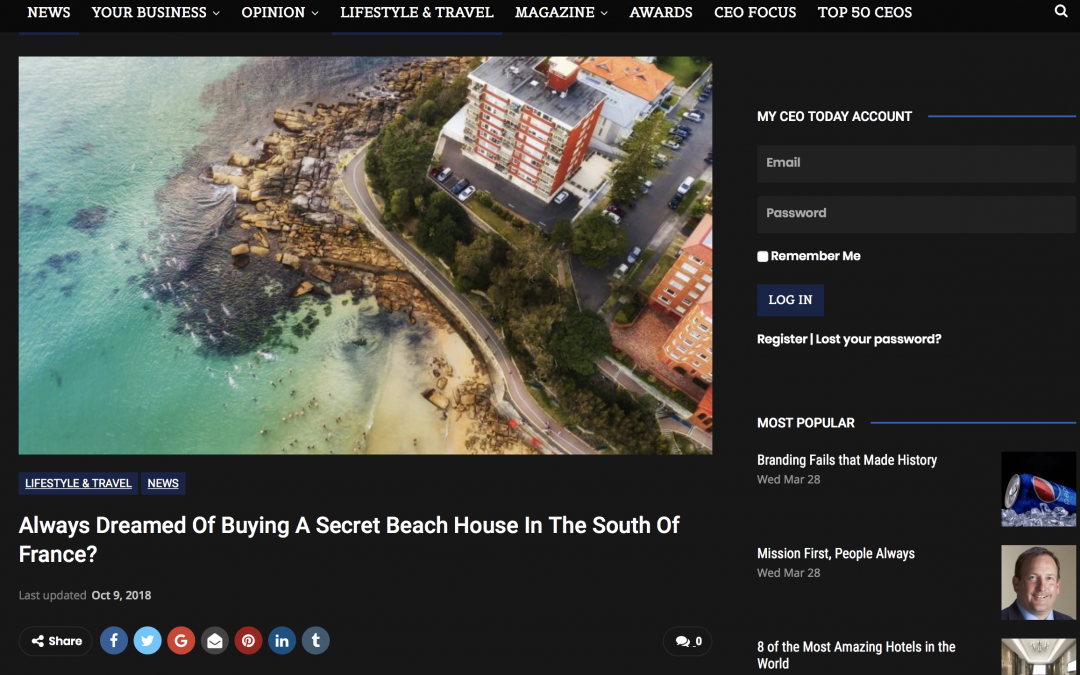 CEO Today magazine – Buying a French property by a beach