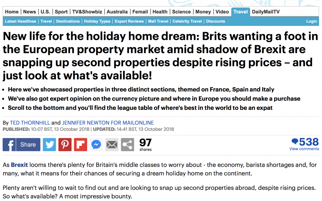 Daily Mail – Want to buy a holiday home in Europe before Brexit?