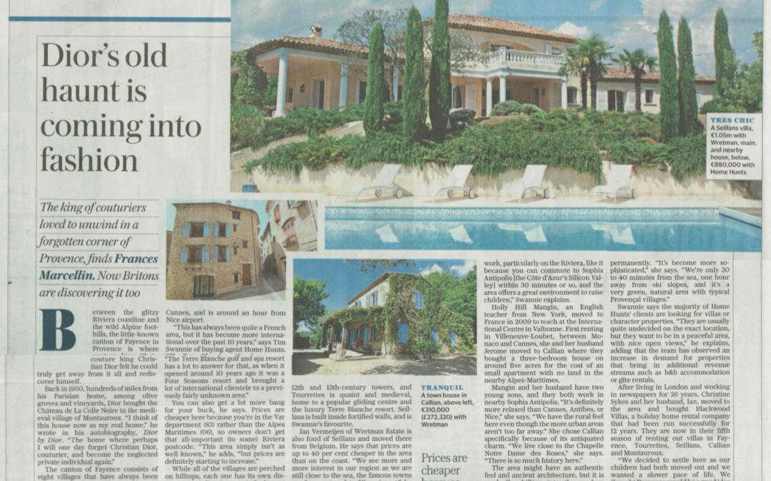 Daily Telegraph – Fayence Property becoming very popular with British buyers