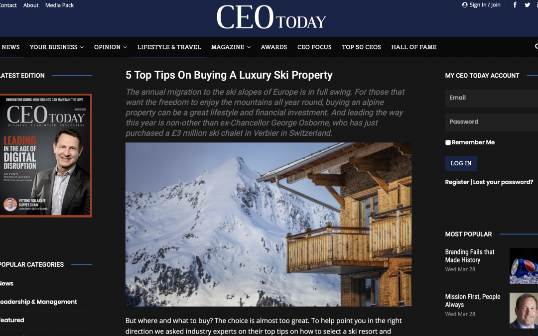 CEO Today magazine – Buying a ski property