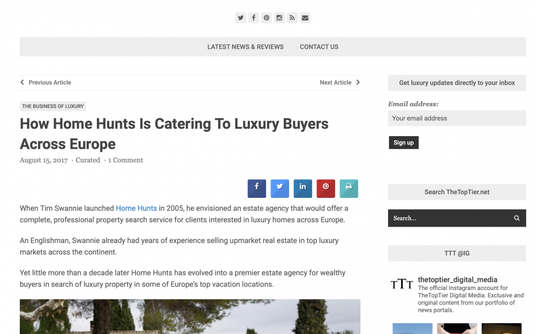 The Top Tier – Luxury Website – Home Hunts caters for luxury property buyers