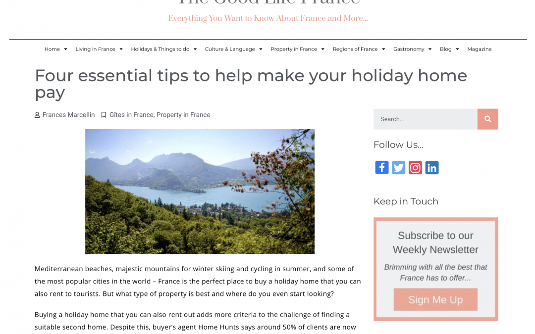 The Good Life France – Four essential tips to help make your holiday home pay