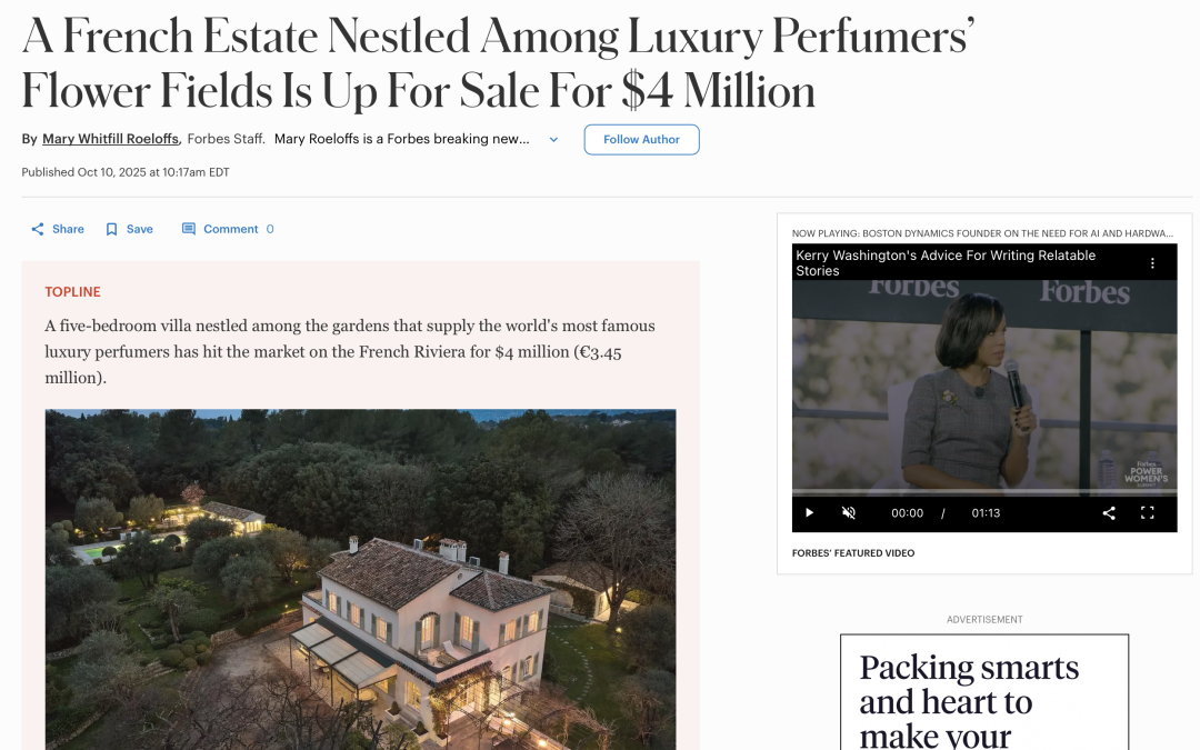 Forbes – Historic Perfumer’s Estate in Grasse